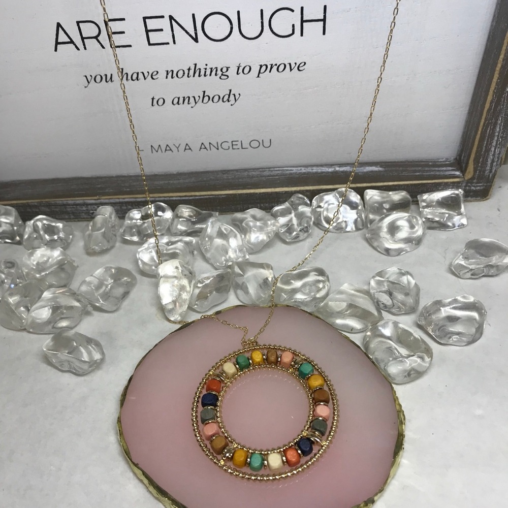 Colorful Beaded Gold Necklace